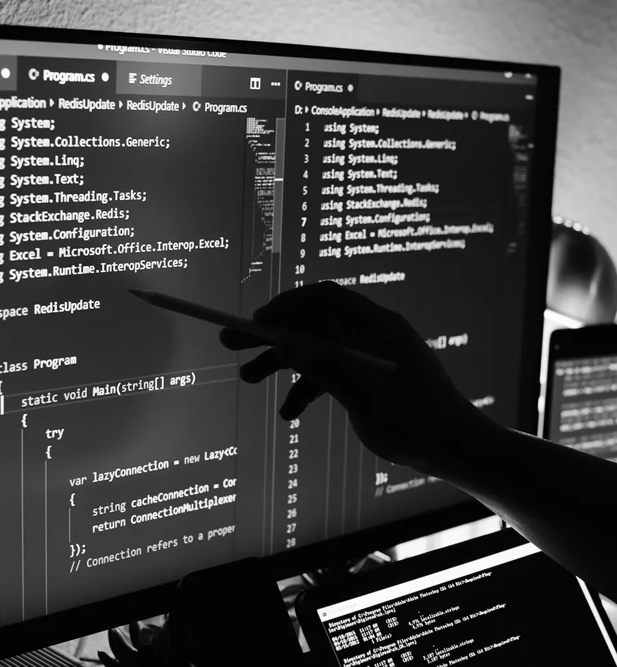 Écran de code lors d'un développement web sur-mesure